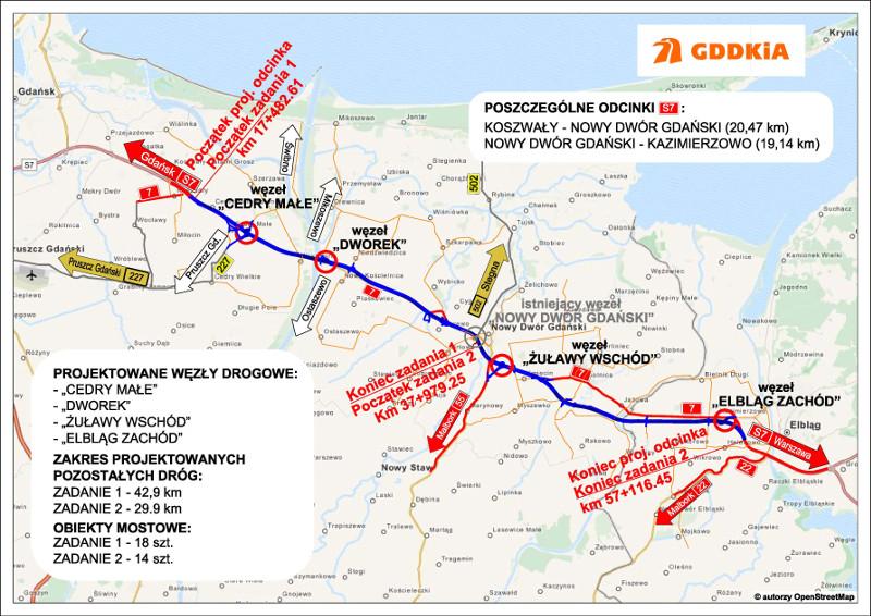 Kolejny etap realizacja trasy S7 na odcinku Koszwały – Nowy Dwór Gdański 