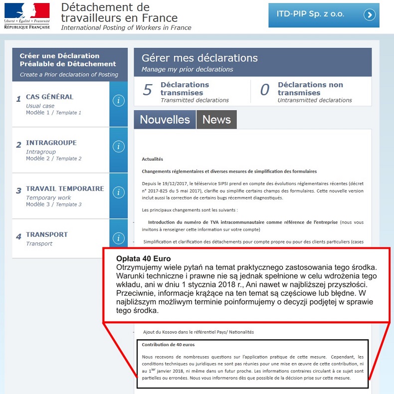 Stanowisko Francji w sprawie opłat za SIPSI Od kiedy będziemy płacić Fot ITD-PIP