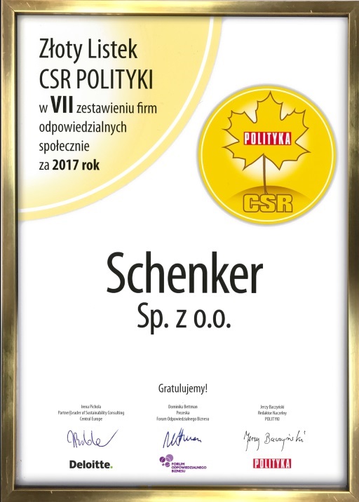 DB Schenker ze Złotym Listkiem CSR!