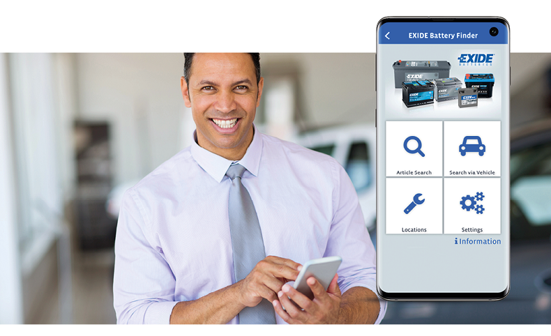 Fot Exide Battery Finder - aplikacja na telefon